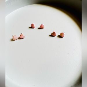 Marble pink heart studs